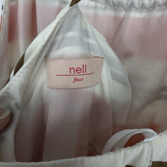 Nell Couture Silk Maxi Dress Size 4 Braided Spaghetti Strap Orange Striped - Picture 12 of 14